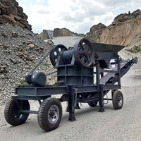 Concasseur à mâchoires mobile sur roues Huayun pour calcaire, béton, roche et minerai d'or, avec moteur intégré, garantie 1 an