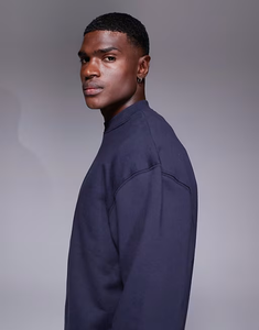 Sweat à capuche personnalisé poids lourd 100% coton hommes sweats à capuche surdimensionnés confort polaire col rond <span class=keywords><strong>pull</strong></span> en <span class=keywords><strong>bleu</strong></span> <span class=keywords><strong>marine</strong></span> - Product Image 2