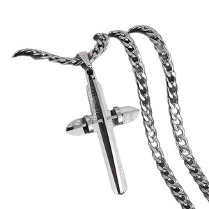 Stainless Steel <b>Cross</b> Pendant Necklace 60cm Men's Fashion Cuban <b>Chain</b> 35.7g Gift Jewelry - Product Image 5
