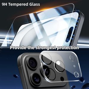 Custodia per telefono trasparente 3 in 1 con protezione dello schermo in vetro temperato e pellicola per obiettivo della fotocamera per iPhone 17 16 15 14 13 12 Pro Max - Product Image 4