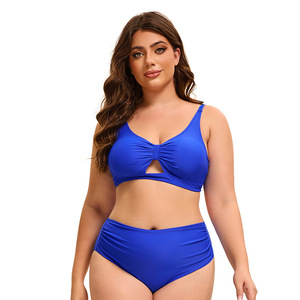 Traje de baño de fitness ecológico para Mujeres Europeas americanas de talla grande elegante patrón sólido estampado recortado diseño trasero Sexy - Product Image 1