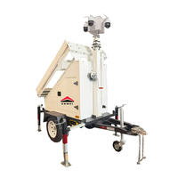 Caméra solaire portable, système de sécurité CCTV, cadre de remorque, panneaux solaires mobiles, remorque de surveillance pour chantier de construction