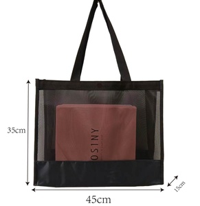 Hot Bán Phụ Nữ Công Suất Lớn Màu Đen Net Trái Cây Rau Mang Hàng Tạp Hóa Tote Vai Nylon Lưới Mua Sắm Túi - Product Image 5