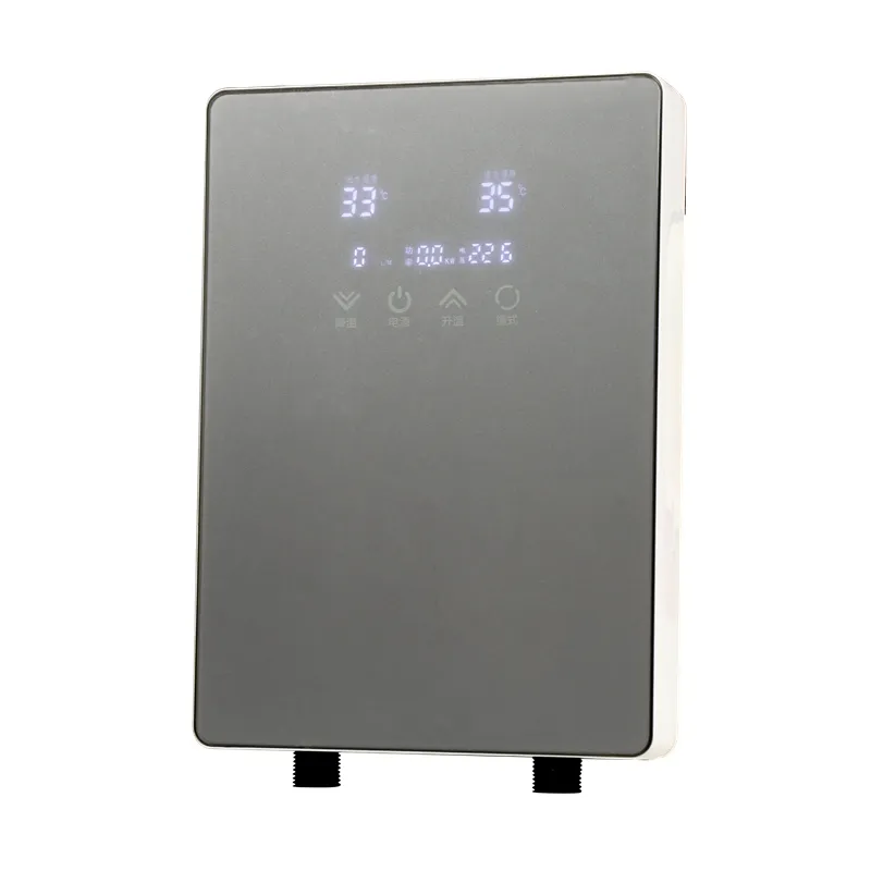 Pemanas air panas Tanpa tangki, pemanas air panas instan pancuran pemanas termostat terpasang dinding layar LED listrik 6500W