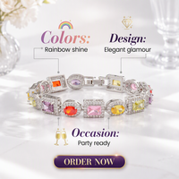 Pulsera de tenis Mylove personalizada de latón chapado en oro con circonitas de colores, joyería de eslabones de arcoíris de formas mixtas, para bodas, venta al por mayor y a granel