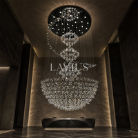 Lustre moderne de luxe en cristal K9 de grande taille pour grand salon de villa, hall d'hôtel, manoir, éclairage suspendu sur mesure pour plafond haut