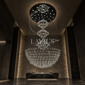<span class=keywords><strong>Lampadario</strong></span> <span class=keywords><strong>Moderno</strong></span> di Lusso in Cristallo K9 per Grandi Ville, Saloni, Hall di Hotel, Illuminazione Personalizzata a Sospensione per Soffitti Alti - Product Image 3