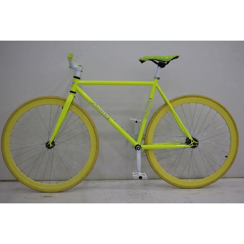 Freestyle Single Speed Carbon Bike Fixed Bike Yellow Green