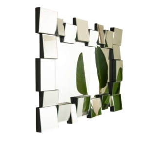 Reage <b>Mirror</b> 30'' Wall-mounted Geometric Square Spliced PU Art Decorative <b>Mirror</b> for Bathroom Bedroom Living Room - Product Image 3
