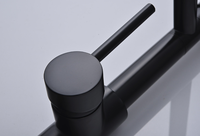 Robinet de cuisine avec douchette extractible en acier inoxydable noir mat, monocommande, à un ou trois trous