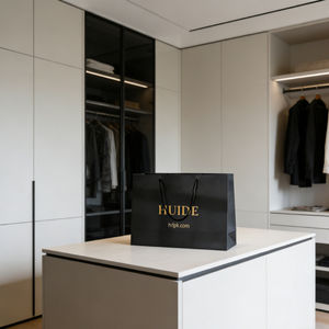 Emballage de vêtements de luxe biodégradable et recyclable sur mesure avec des sacs en papier personnalisés avec votre propre logo pour les petites entreprises - Product Image 3