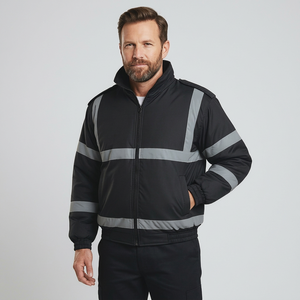 Veste d'uniforme de sécurité haute visibilité en polyester réfléchissant pour homme, tenue de travail d'hiver, détection par aiguille, fusion sans couture - Product Image 1