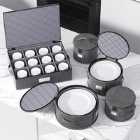 Ensemble de 5 pièces de vaisselle cationique, boîte de rangement de cuisine ronde avec couvercle à fermeture éclair