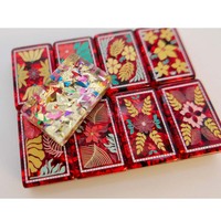 Set Mahjong Akrilik Merah Berkilau Mewah 160pcs Ubin Bunga Berukir Premium Hadiah Ideal untuk Pecinta Mahjong