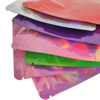 Sac métallique refermable à zip-lock en mylar holographique à paillettes laser imprimé anti-odeur personnalisé