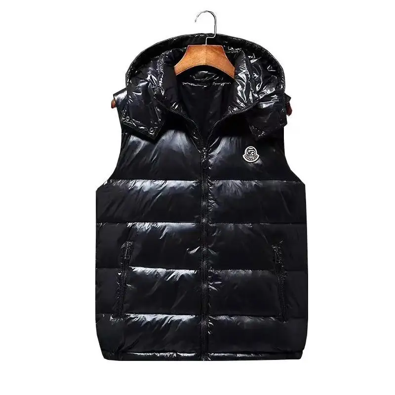 2023 Winter Outdoor Mouwloze Bubble Jasjes Kleding Custom Utility Hood Down Puffer Vest Voor Mannen