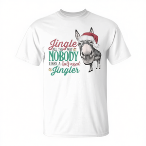 T-shirt de Noël Jingle All The Way unisexe pour adulte, manches courtes, col rond, impression numérique, promotionnel - Product Image 2