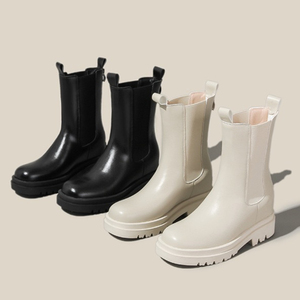 31-40 Botas Para Mujer Fashion Chunky Heel Platform <b>Bootie</b> Shoes Black Leather <b>Ankle</b> Boots - Product Image 3