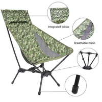 Chaise de camping triangulaire robuste en alliage d'aluminium 7075, respirante, à dossier haut, légère et portable pour l'extérieur