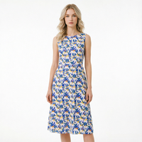 Tissu 100 % coton imprimé à la main style bohème, motif floral bleu et blanc, faible MOQ, tissu doux pour robes, chemisiers et confection de vêtements pour femmes