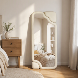 Specchio a Figura Intera Ondulato Irregolare con Cornice Color Crema a Forma di Nuvola, Specchio da Terra per Camera da Letto, Soggiorno, Arredamento Casa, Vendita all'Ingrosso - Product Image 3