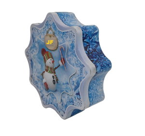 Snowflake Shaped Christmas Tin <b>Box</b> Custom Printed Food Grade <b>Metal</b> Cookie Candy Gift Tin Can Irregular Shape Festive Packaging - Product Image 2
