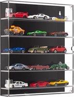 Vitrine en acrylique à 5 niveaux pour voitures Hot Wheels et Matchbox, vitrine transparente pour voitures miniatures avec porte à interrupteur magnétique (5 niveaux)