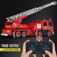 Reobrix 22005, Camión de Bomberos Mecánico Técnico de Ingeniería Urbana, Bloques de Construcción Electrónicos RC, Juego de Juguetes de Coche