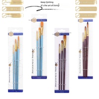 Kit de pinceaux pour peinture sur plâtre DIY, 3 pinceaux en bois pour aquarelle et acrylique, en nylon, spécialement conçus pour la peinture des enfants