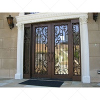 Portes d'entrée extérieures modernes de style américain DESHENG, très vendues, en fer forgé, garantie 5 ans