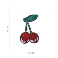 Offre Spéciale mignon cerise ananas raisin fraise banane pomme conception fer sur grands patchs de fruits paillettes