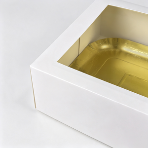 Rigid White Rectangle Box With Gold <b>Foil</b> Liner High-End Gift Packaging Cake Boxes - Product Image 2