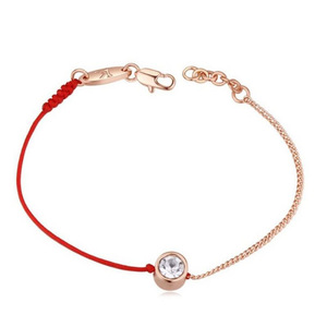 <b>Red</b> String <b>Bracelet</b> Rose Gold Chain White Crystal Bezel Setting Gift For Women Fashion Jewelry - Product Image 1