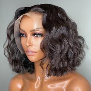 Peluca de <span class=keywords><strong>cabello</strong></span> humano rizado de 13x6 para mujeres negras, pelo <span class=keywords><strong>corto</strong></span> brasileño con encaje Frontal, venta al por mayor - Product Image 1