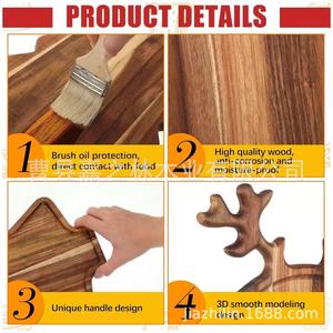 Jiazhilin Christmas Acacia Antler <b>Tray</b> Solid Wood <b>Snack</b> Serving Plate For Living Room Decorative Use - Product Image 5