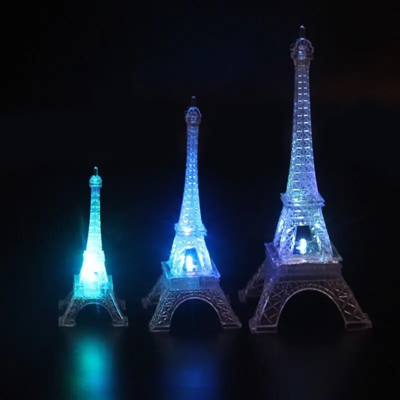 Glowing Eiffel Tower Colorful Acrylic Tower Architectural Model Creative Ornaments Colorful LED Night Lights