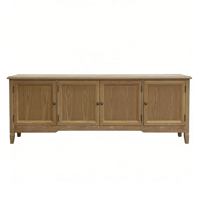 Nordic Minimalist Solid Wood 4-Door Media Console