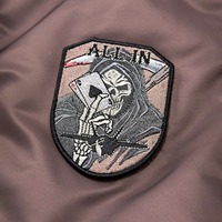 Blouson aviateur marron brodé pour homme, en nylon, avec fermeture éclair frontale, col montant côtelé, longueur standard, décontracté, pour l'hiver