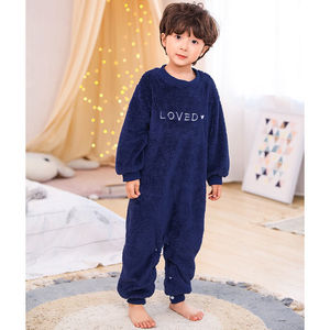 Pyjama une pièce pour enfants, couleur unie, en velours de corail, vêtements de maison pour garçons et filles, sacs de couchage d'hiver, collection automne et hiver - Product Image 1