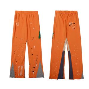 Pantalones Deportivos Casuales Elegantes de Pierna Ancha con Estampado de Salpicaduras de Pintura, 100% Algodón Francés, Cintura Media, para Hombre, de Alta Calidad y Personalizados - Product Image 6