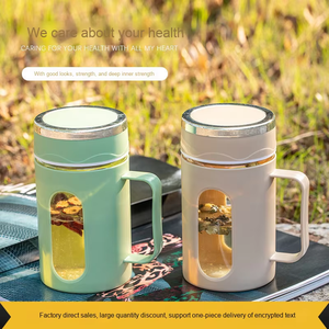 Usine <span class=keywords><strong>Pas</strong></span> <span class=keywords><strong>Cher</strong></span> Logo Personnalisé Bouteilles D'eau En Verre Poignée Étanche Tasse D'eau Chaude pour Usage De Bureau Activités De Plein Air Camping <span class=keywords><strong>Tours</strong></span> - Product Image 3