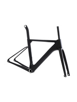 DELANHUWI Kit de cadre de vélo de course en fibre de carbone ultra-léger, avec guidon courbé, tige de selle, frein à disque et pignon traversant, BMX