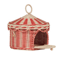 Panier de rangement en rotin nordique tressé, sac à main pliable en bambou, jeu d'imitation pour enfants, rangement pour collations, articles divers, linge, cuisine