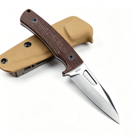 Couteau de chasse à lame fixe très vendu, en acier DC53, manche en Micarta lin, couteau de survie plein fil à lame intégrale avec étui Kydex