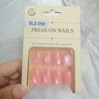 Lot de 24 faux ongles carrés à presser, rose, violet, rouge, vert menthe, effet œil de chat brillant, vente en gros, personnalisable, marque privée