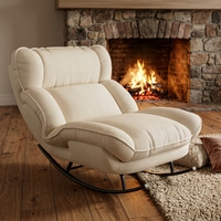 Fauteuil inclinable à bascule moderne surdimensionné avec coussin pour adultes, idéal pour l'extérieur et le salon