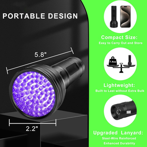 Linterna Ultravioleta Recargable de Alta Gama, 395NM, 51 LED, Aleación de Aluminio, IP44, con Zoom, para Dinero, Jade, Joyas y Piedras Preciosas - Product Image 4