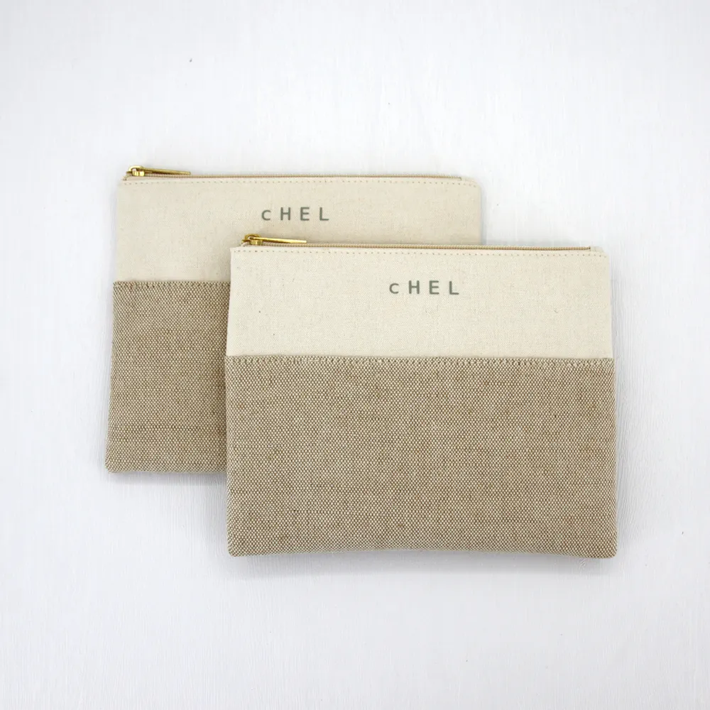 Eco Friendly Cotton Make up Bag Private Label Small Recycled Travel Canvas Cosmetic Bag Pouch