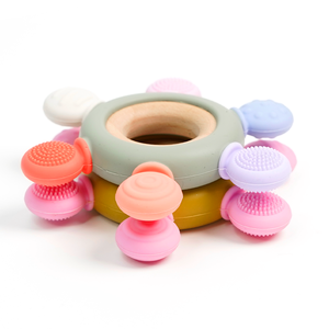 Silicone Teether bé Teether gỗ Vòng mọc răng đồ chơi BPA free Silicone bé Teether mọc răng đồ chơi cho trẻ sơ sinh 0-6 tháng - Product Image 2