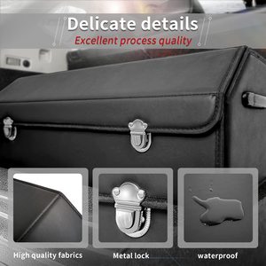 Caja de almacenamiento para coche, organizador de maletero plegable de cuero de 30 pulgadas con tapa y almacenamiento para SUV Van Grocery Camping - Product Image 5
